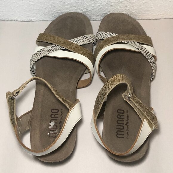 MUNRO Wedge Sandals Women's Size US8 Gold White Perfect Fit Mini - Picture 4 of 13